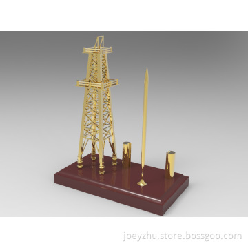 Diecast Oil Rig Derrick Model with Pen Holder